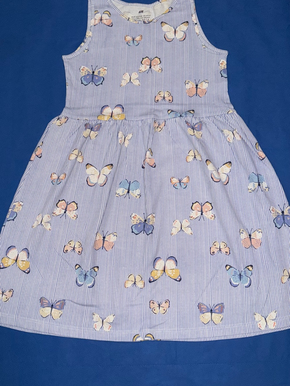 H&M Girls Light Blue Striped Butterfly Sundress